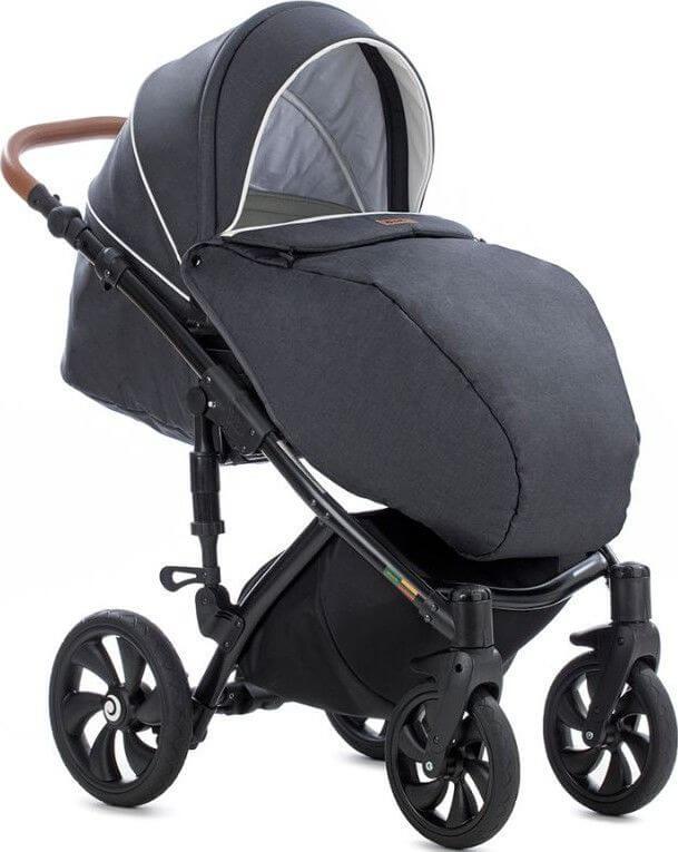 TUTIS Коляска 2 в1 MIMI STYLE короб+прогулка Антрацит + Белый
