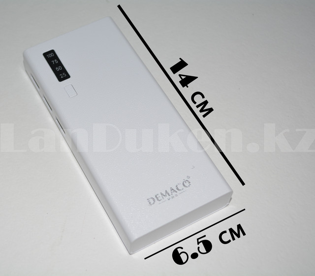 Portativnoe zaryadnoe ustrojstvo DEMACO Power Bank DMK-A43 20000 mAh s svetodiodnym fonarikom, beloe