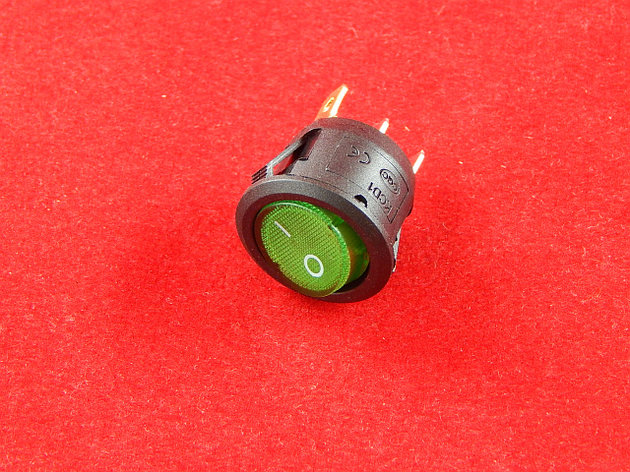 KCD1 Переключатель круглый зеленый ON-OFF (6A 250VAC) 3P, фото 2