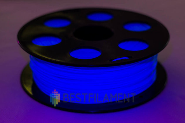 Флуоресцентный PLA пластик Bestfilament, цвет голубой, 1 кг (1,75 мм) для 3D-принтеров - фото 1 - id-p66711003