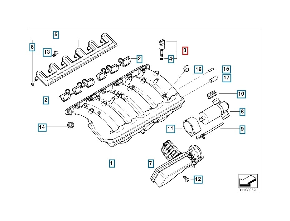 Датчик температуры впускаемого воздуха BMW M52 M54 M62 Vernet - фото 3 - id-p66720826