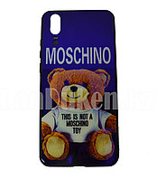 Чехол на Хуавей p20 (Huawei p20) с зеркальным покрытием принт плюшевый мишка фиолетовый