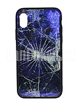 Чехол на Айфон 10 (iPhone X) с зеркальным покрытием принт разбитое стекло