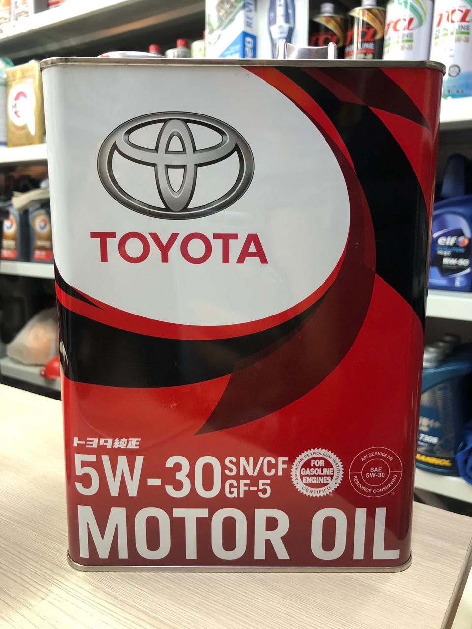 ОРИГИНАЛЬНОЕ МОТОРНОЕ МАСЛО TOYOTA MOTOR OIL 5W30 SN/CF/GF-5 4L  .