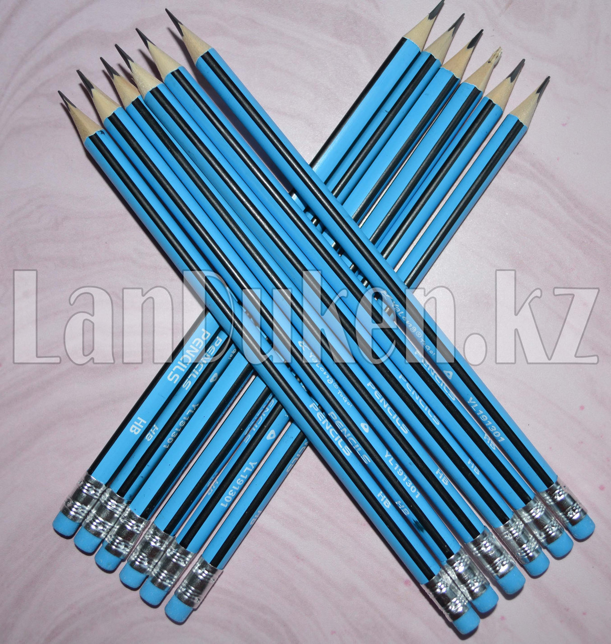 Простые карандаши с голубым ластиком 12 штук в упаковке Yalong 191301 (HB) - фото 3 - id-p66744210