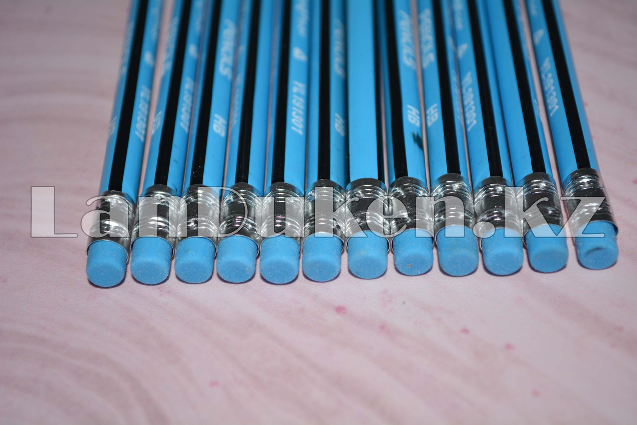 Простые карандаши с голубым ластиком 12 штук в упаковке Yalong 191301 (HB) - фото 4 - id-p66744210