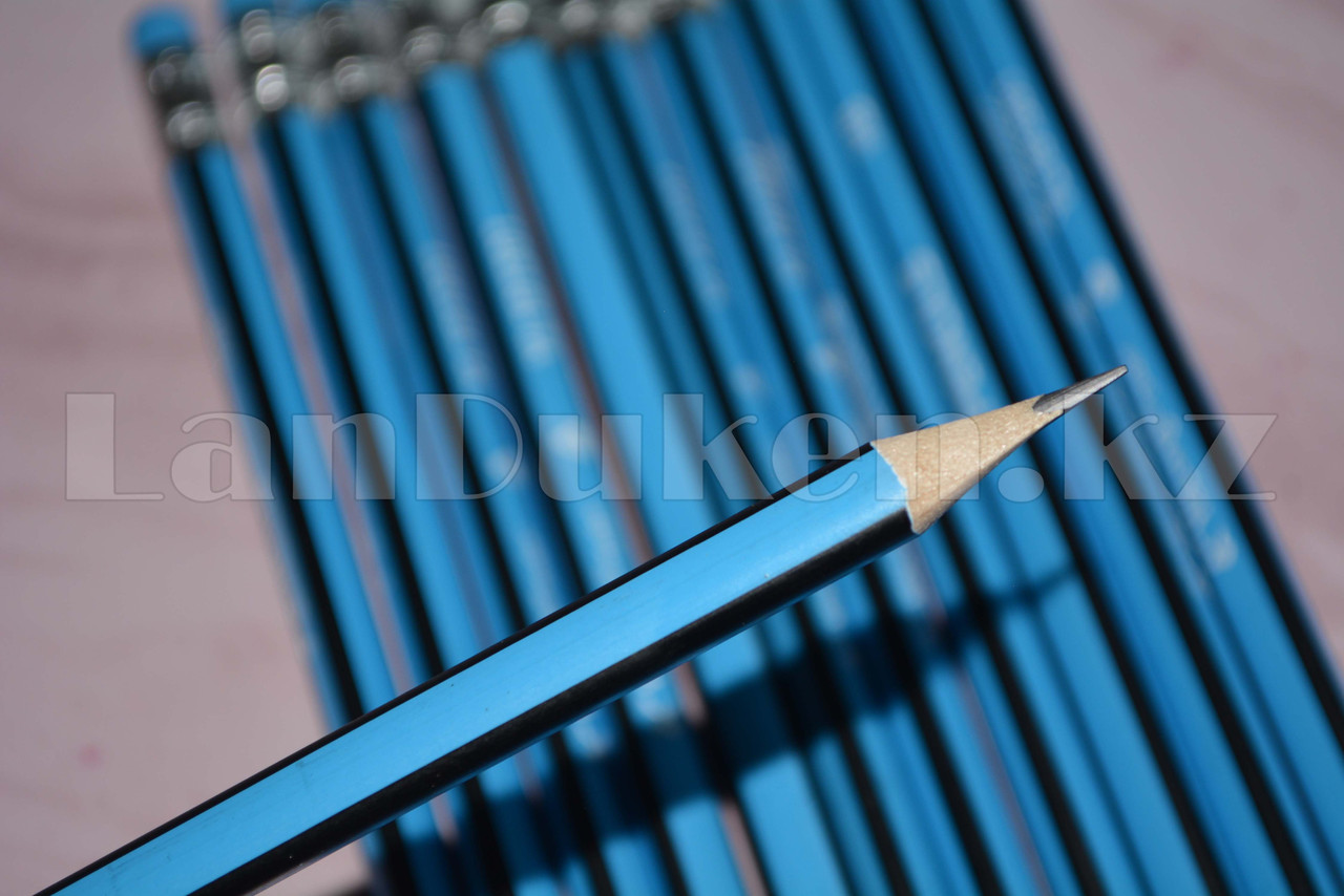 Простые карандаши с голубым ластиком 12 штук в упаковке Yalong 191301 (HB) - фото 5 - id-p66744210