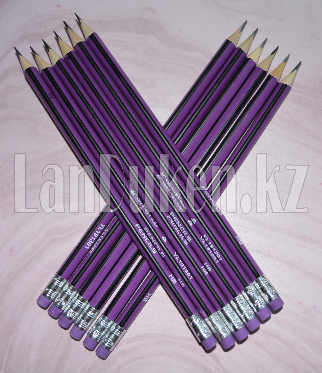 Простые карандаши с фиолетовым ластиком 12 штук в упаковке Yalong 191301 (HB) - фото 3 - id-p66744214