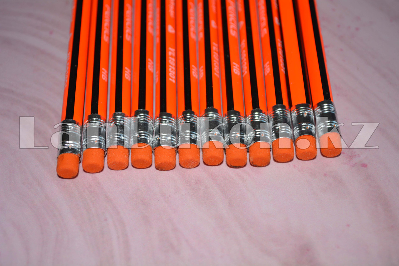 Простые карандаши с оранжевым ластиком 12 штук в упаковке Yalong 191301 (HB) - фото 4 - id-p66744216