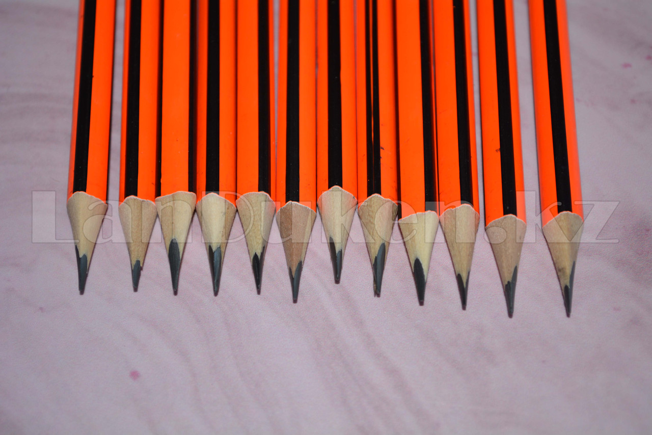 Простые карандаши с оранжевым ластиком 12 штук в упаковке Yalong 191301 (HB) - фото 5 - id-p66744216
