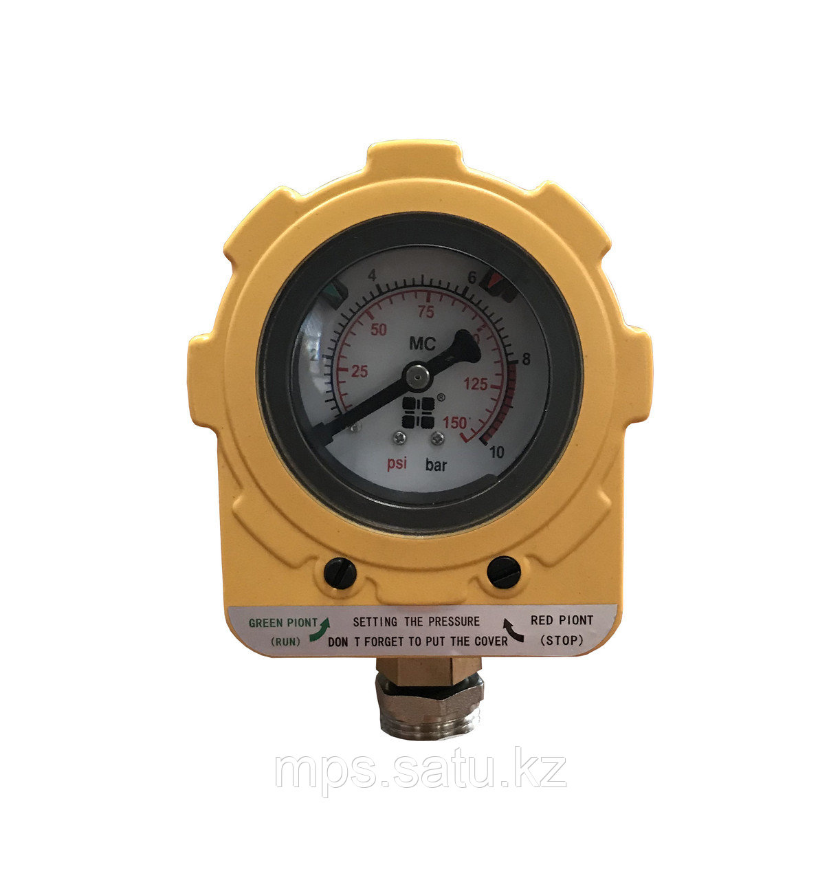 Электроконтактный манометр Е06-2.2KW-220VAC-NPT1/4 (6 бар) - фото 1 - id-p66753330