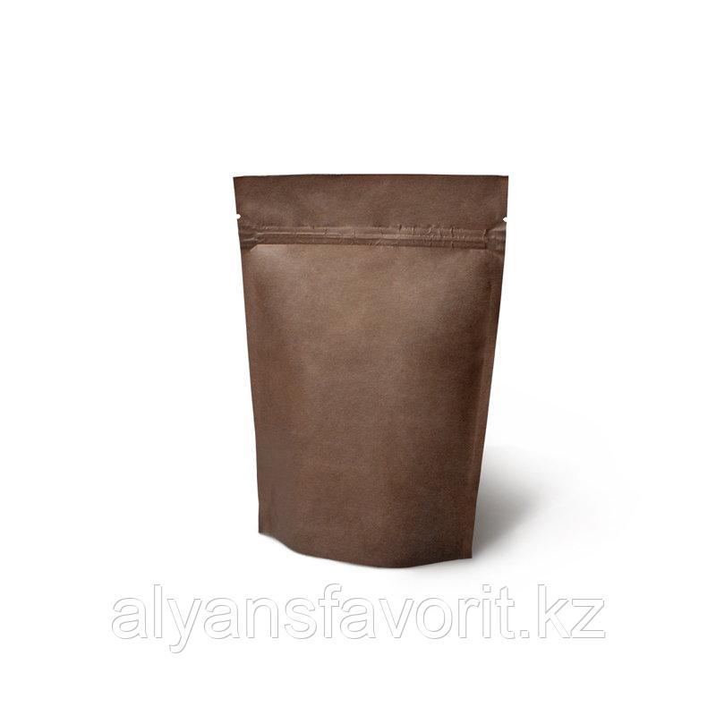 Пакет дой-пак бумажный темно коричневый внутри металлизированный с замком zip-lock - фото 1 - id-p66753390