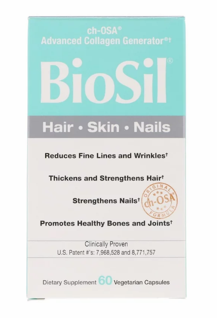 BioSil by Natural Factors, ch-OSA, улучшенный источник коллагена, 60 вегетарианских капсул.