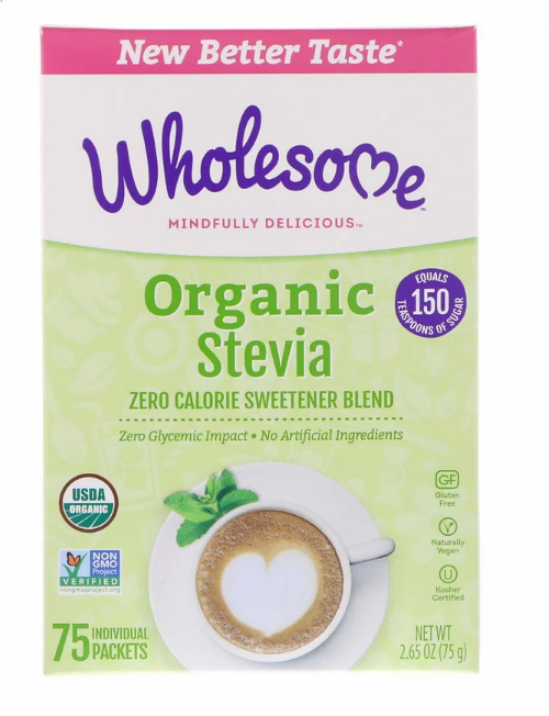 Wholesome Sweeteners, Inc., Органическая стевия, подсластитель 0 калорий, 75 пакетиков по 1 г.