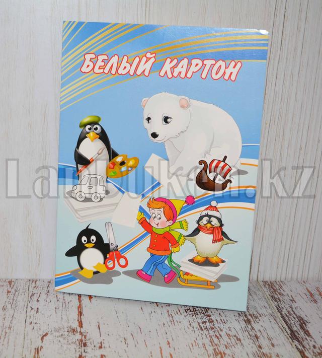 Nabor dvustoronnego belogo kartona Belyj medved' i pingviny 10 shtuk
