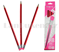 Простые карандаши с розовым ластиком 12 штук в упаковке Yalong 191301 (HB)
