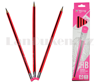 Простые карандаши с розовым ластиком 12 штук в упаковке Yalong 191301 (HB) - фото 1 - id-p66786818