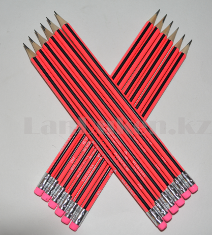 Простые карандаши с розовым ластиком 12 штук в упаковке Yalong 191301 (HB) - фото 2 - id-p66786818