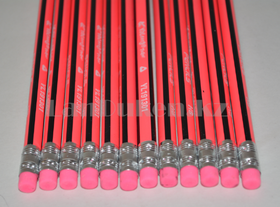 Простые карандаши с розовым ластиком 12 штук в упаковке Yalong 191301 (HB) - фото 4 - id-p66786818