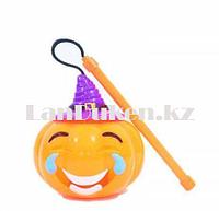 Музыкальный светящийся фонарь на хэллоуин в виде тыквы на веревке (высота 12.5 см) в ассортименте