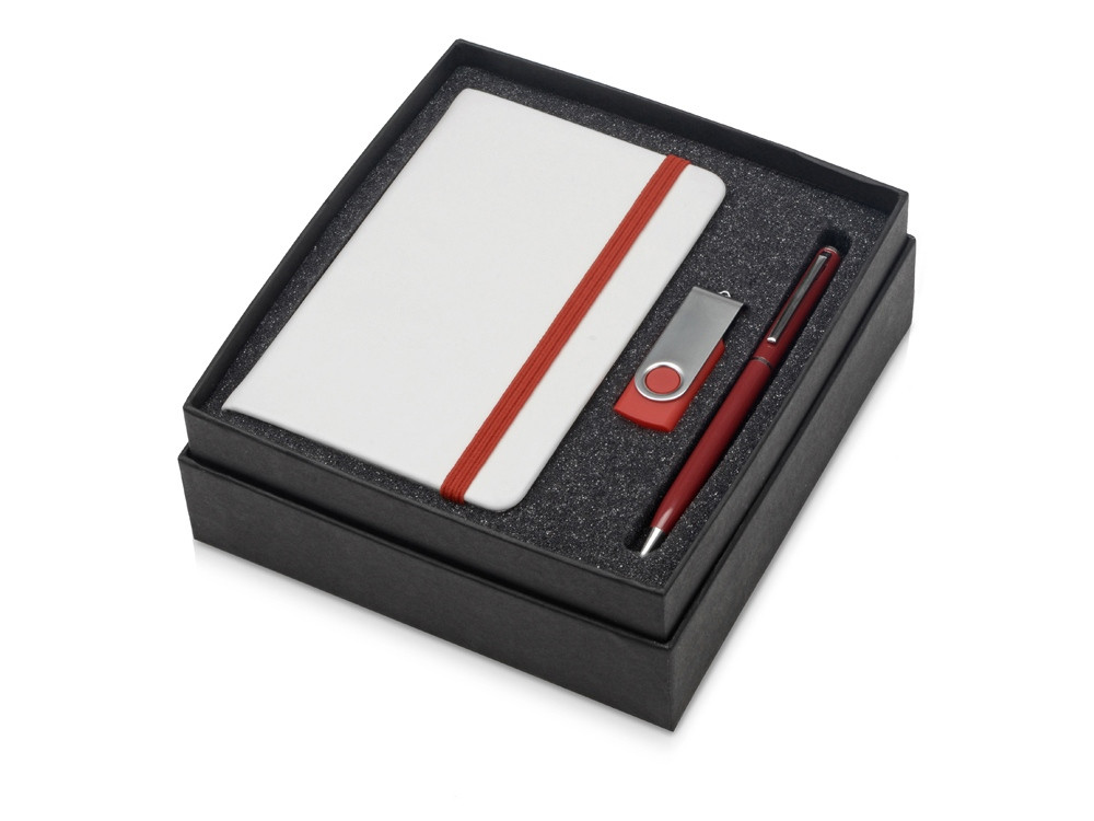 Подарочный набор Reporter Plus с флешкой, ручкой и блокнотом А6, красный - фото 2 - id-p65547626