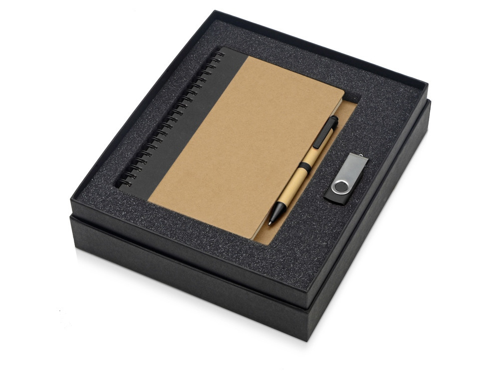 Подарочный набор Essentials с флешкой и блокнотом А5 с ручкой, черный - фото 2 - id-p65547633