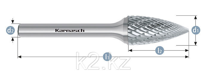 Борфреза твердосплавная Karnasch, форма G парабола с заостренной головкой - фото 3 - id-p66846723