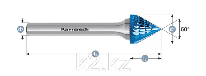 Борфреза твердосплавная Karnasch, форма J – зенкер с вершиной 60°