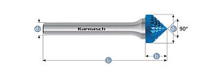 Борфреза твердосплавная Karnasch, форма K – зенкер с вершиной 90°