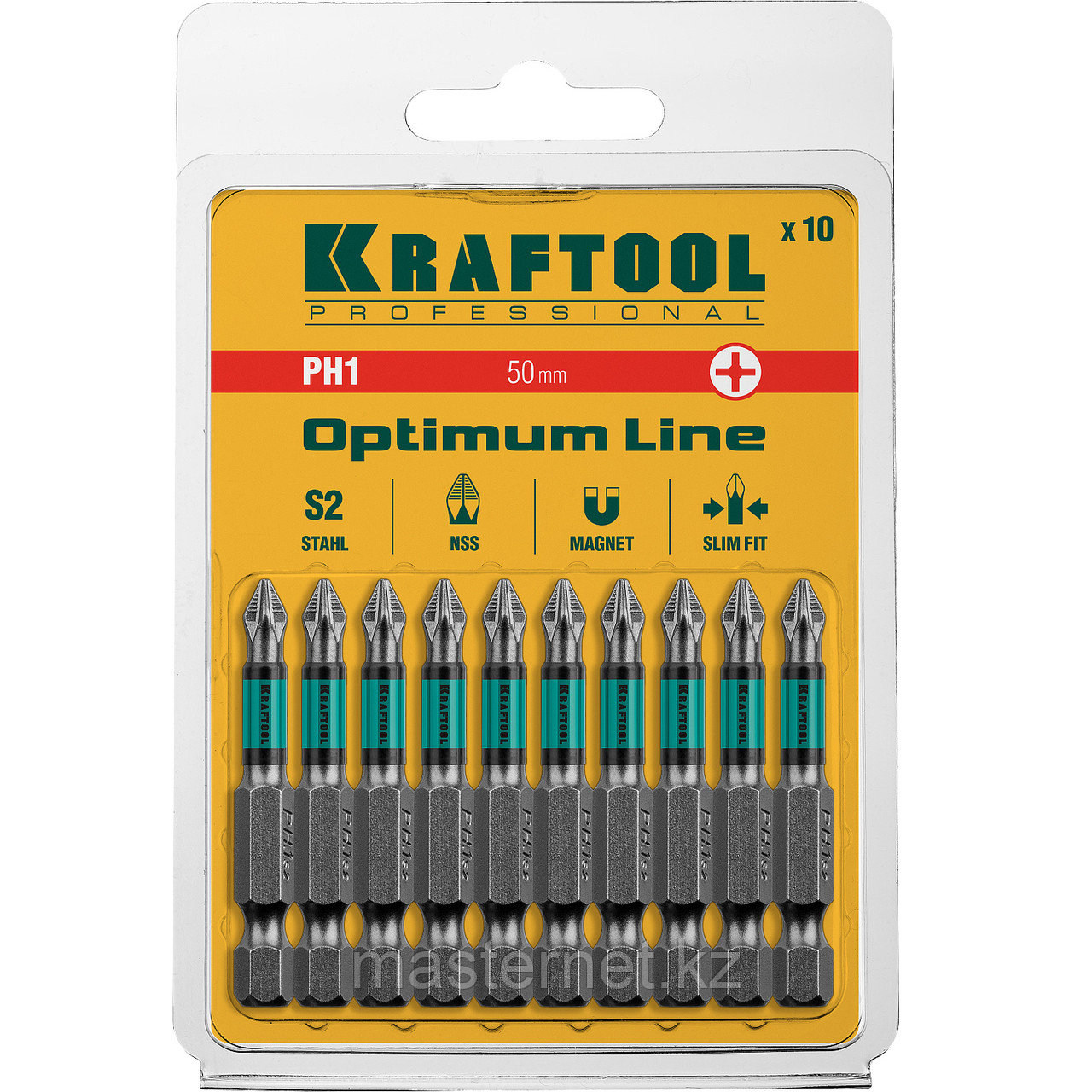 Optimum Line Биты, PH1, 50 мм, тип хвостовика E 1/4", 10 шт в блистере, KRAFTOOL - фото 3 - id-p64234154