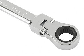 Ключ комбинированный трещоточный, 17 мм, CrV, шарнирный, зеркальный хром Matrix Professional 14869, фото 2