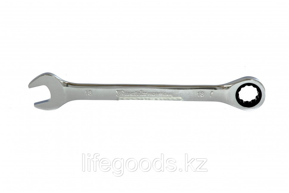 Ключ комбинированный трещоточный, 18 мм, CrV, зеркальный хром Matrix Professional 14811