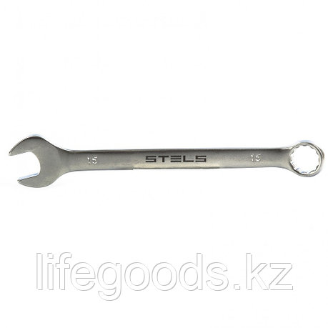 Ключ комбинированный, 15 мм, CrV, матовый хром Stels 15212, фото 2