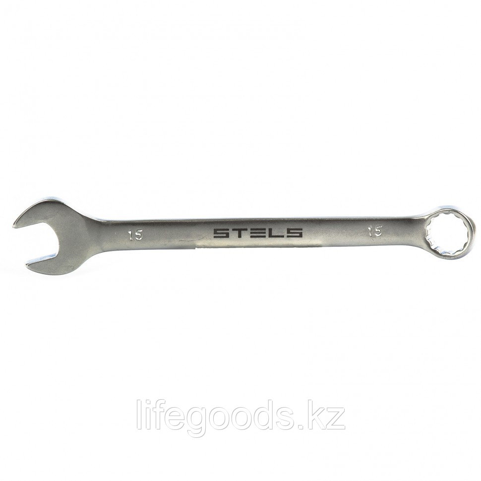 Ключ комбинированный, 15 мм, CrV, матовый хром Stels 15212 - фото 1 - id-p66870255