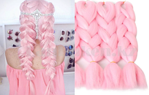 Канекалон накладные волосы одноцветные 60 см Светло розовый А16