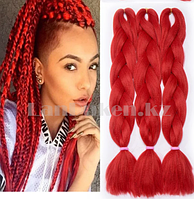 Канекалон накладные волосы одноцветные 60 см Красный А12