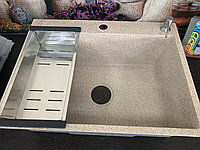 Мойка Avina к-т (сифон с переливом, диспенсер) 6045 Беж. мат. ***