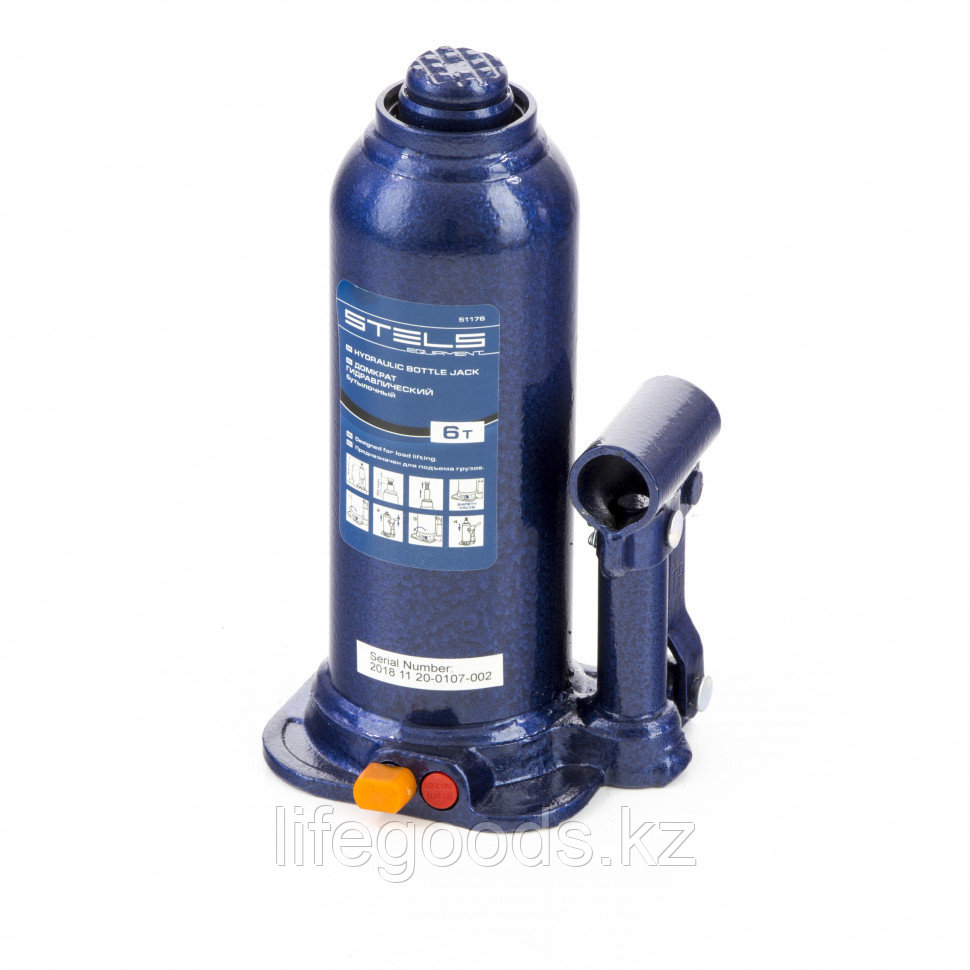 Домкрат гидравлический бутылочный, 6 т, h подъема 207-404 мм, в пластиковом кейсе Stels 51176 - фото 2 - id-p66873732