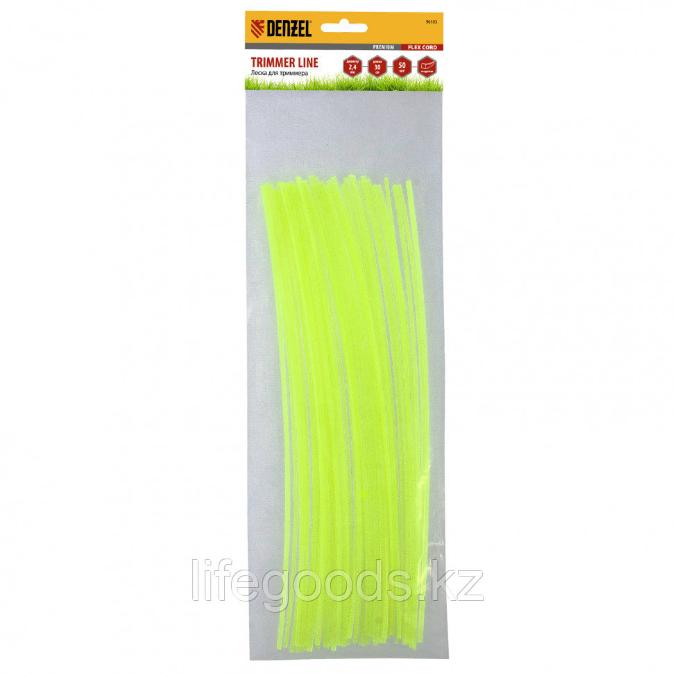 Леска для триммера, квадратная нарезанная 2,4мм х 30 см, 50 шт Flex cord Denzel 96103