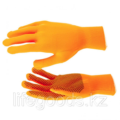 Перчатки Нейлон, ПВХ точка, 13 класс, оранжевые, XL Россия 67845, фото 2