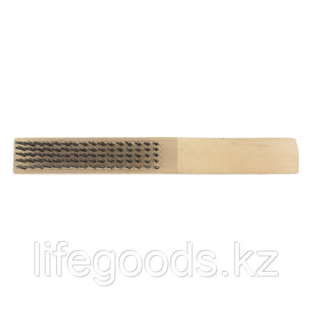 Щетка зачистная пятирядная, закаленная прямая проволока с деревянной ручкой Сибртех 74805, фото 2