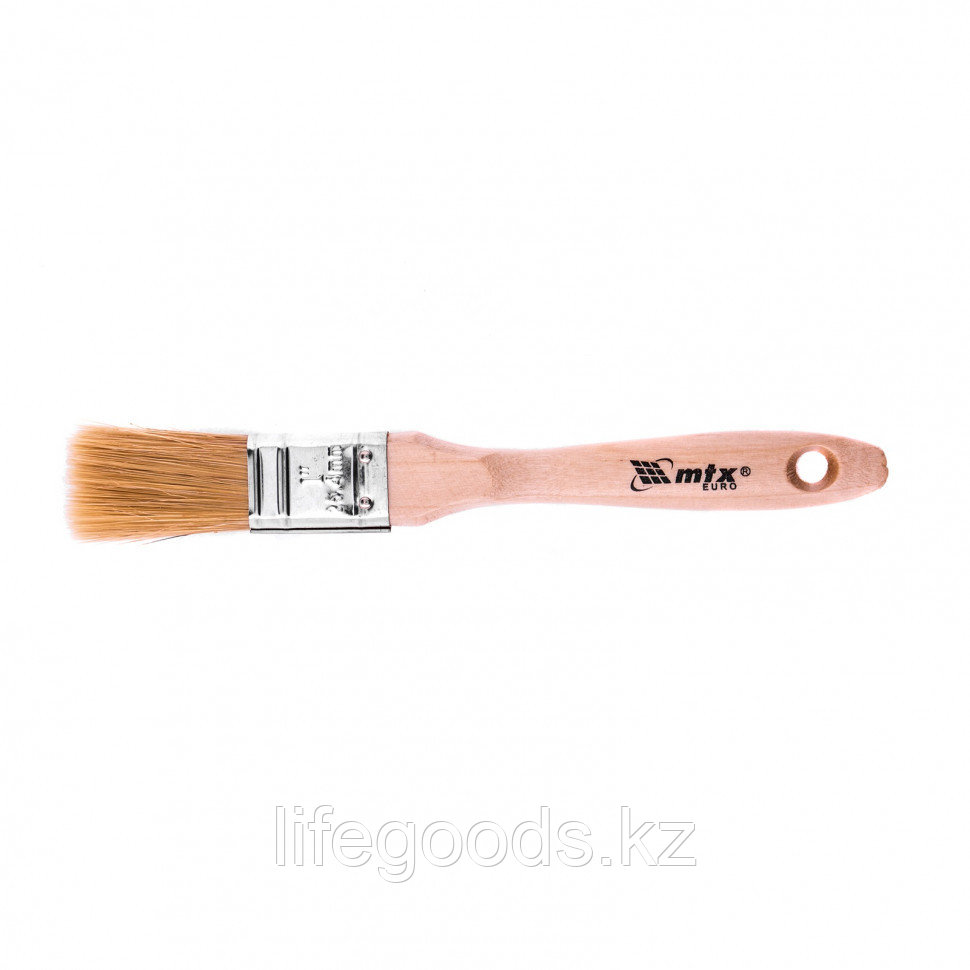Кисть плоская "Евро" 1, натуральная щетина, деревянная ручка Mtx 83051