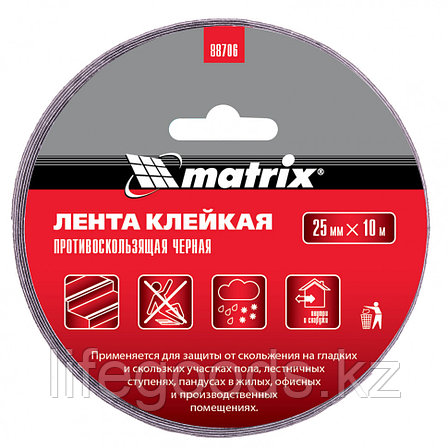 Лента клейкая противоскользящая, черная 25 мм x 10 м Matrix 88706, фото 2