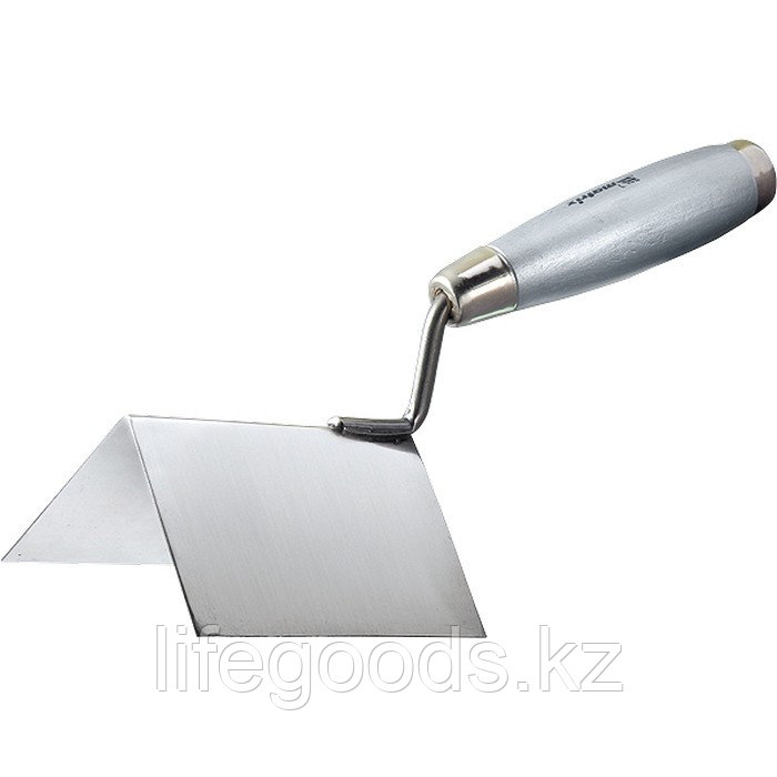 Мастерок из нержавеющей стали, 80 х 60 х 60 мм, для внешних углов, деревянная ручка Matrix 86312 - фото 1 - id-p66879378