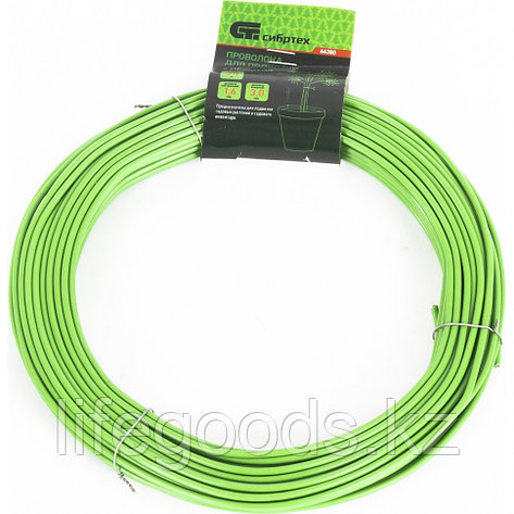 Проволока для подвязки, стальная в ПВХ (зеленый) 25 м, внутр. 1,6 мм / внеш. 3 мм Сибртех 64380, фото 1