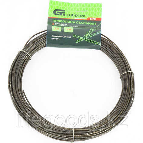 Проволока стальная 20 м, вязальная, термообработанная 1,6 мм Сибртех 84911, фото 1
