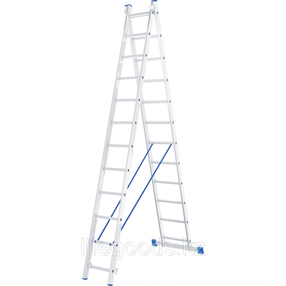 Лестница, 2 х 12 ступеней, алюминиевая, двухсекционная, Россия, Сибртех 97912 - фото 1 - id-p66882067