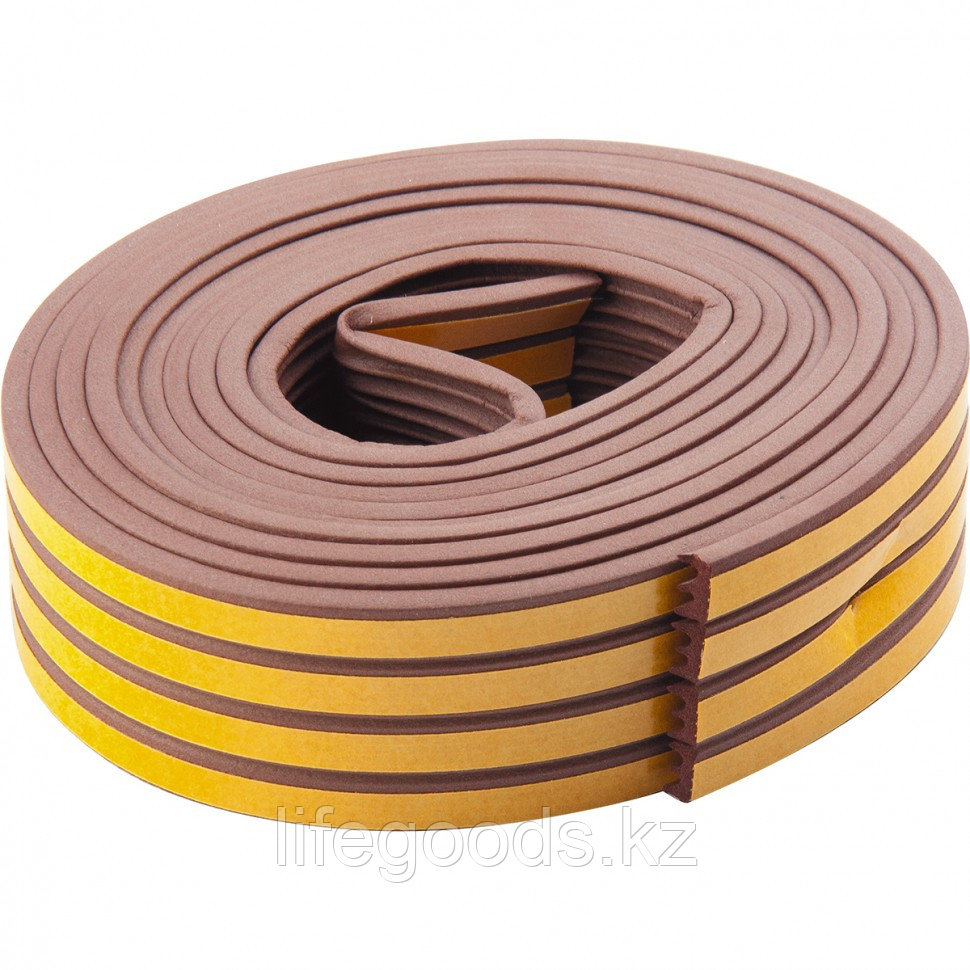 Уплотнитель, 6 м, Профиль "E", коричневый Сибртех 93944