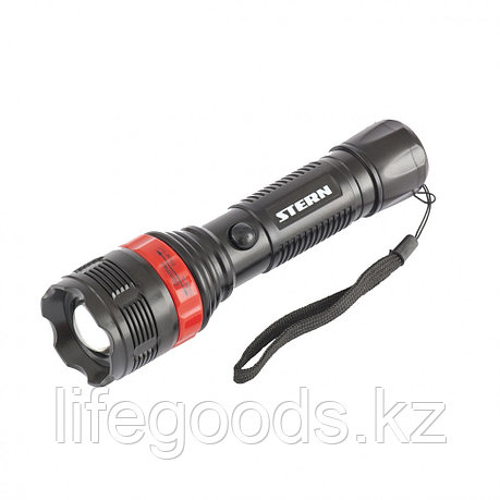 Фонарь бытовой, пластик, 3 W Led, ремешок, зум, 3 режима 100%-50%-строб, 3 х ААА Stern 90572, фото 2