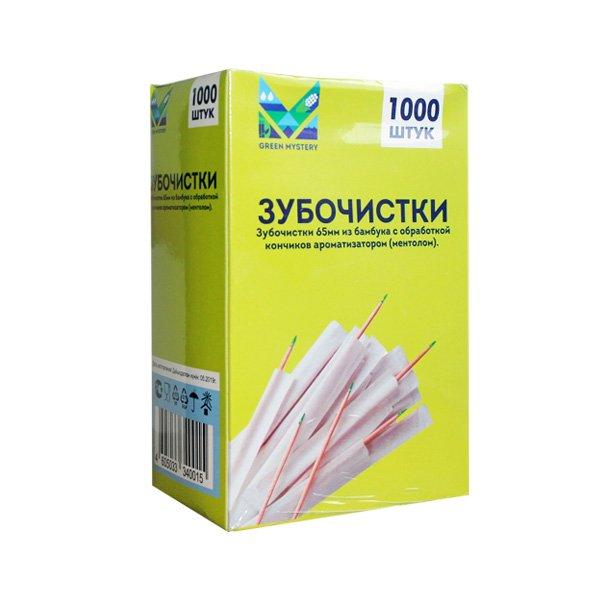 Зубочистки 65 мм с ментолом., бамбук в инд. ПП уп.1000 шт/упак, 1000 шт